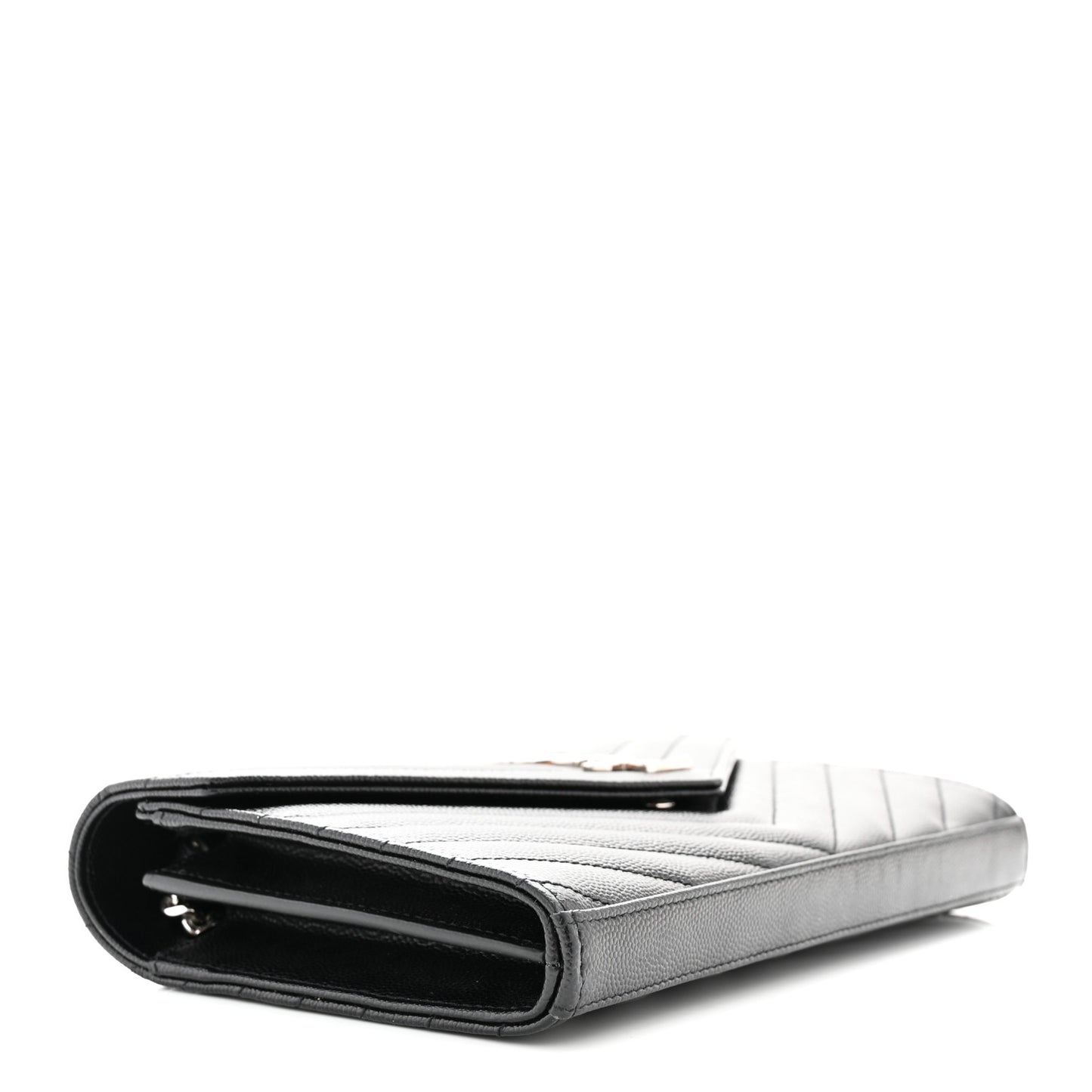 Grain De Poudre Matelasse Chevron Monogram Chain Wallet Black