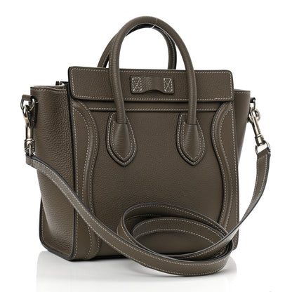Celine Drummed Calfskin Nano Luggage Souris 3 of 9