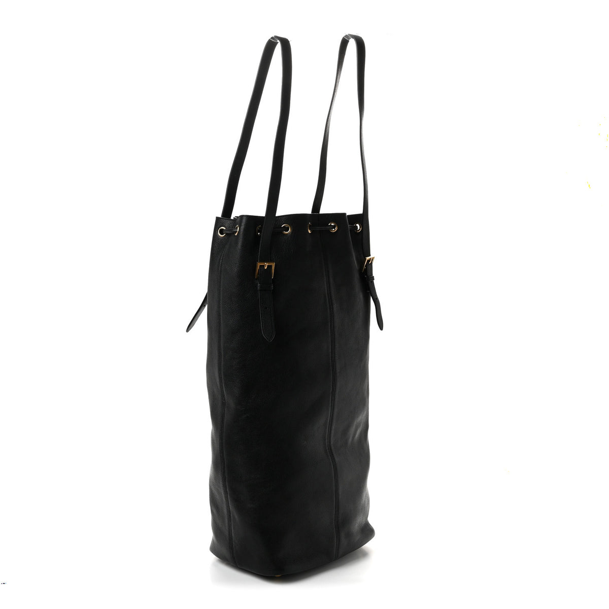Saint Laurent Lambskin Medium Riva Drawstring Bag Black 4 of 10