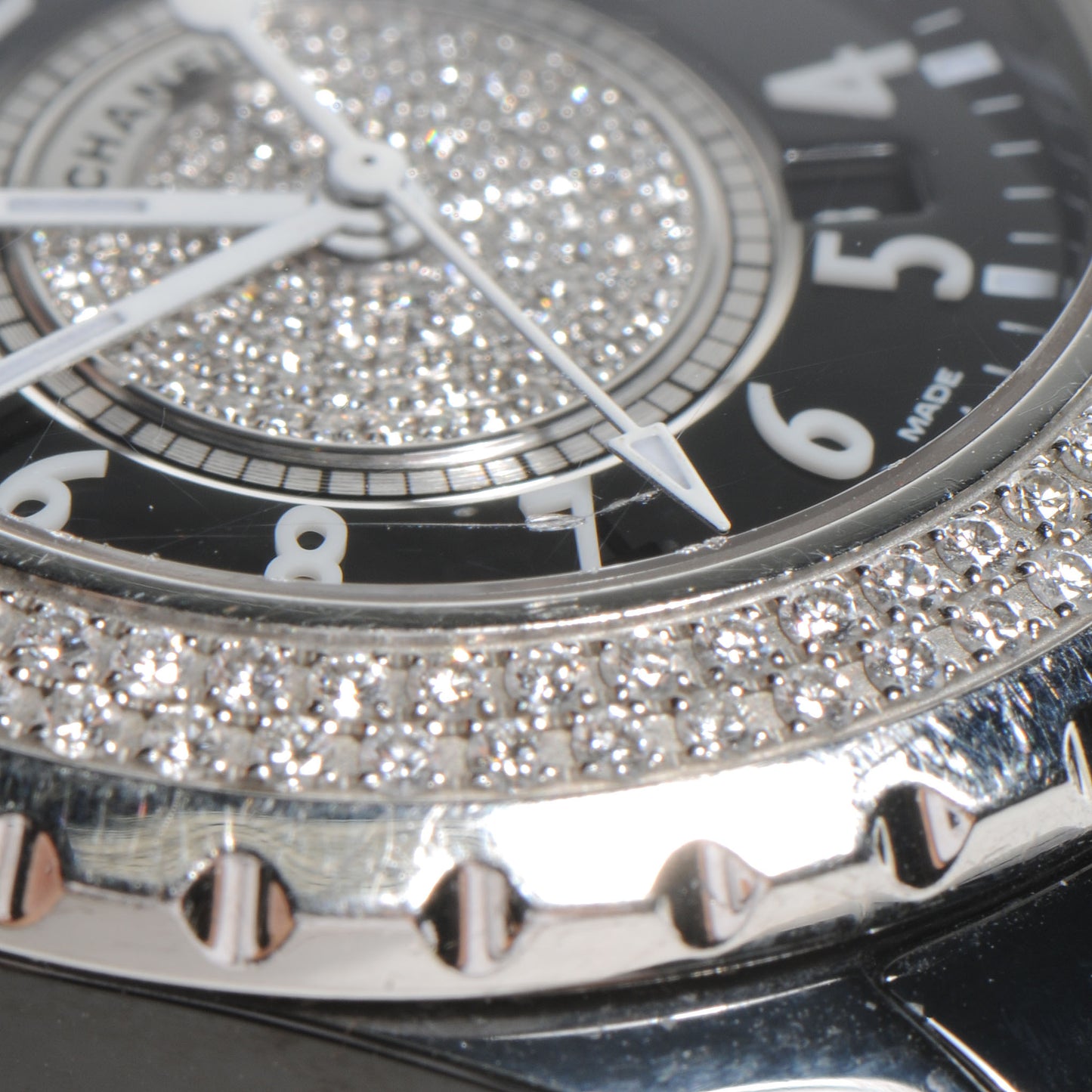 Stainless Steel Ceramic Diamond Pave Bezel Dial 33mm J12 Quartz Watch Black