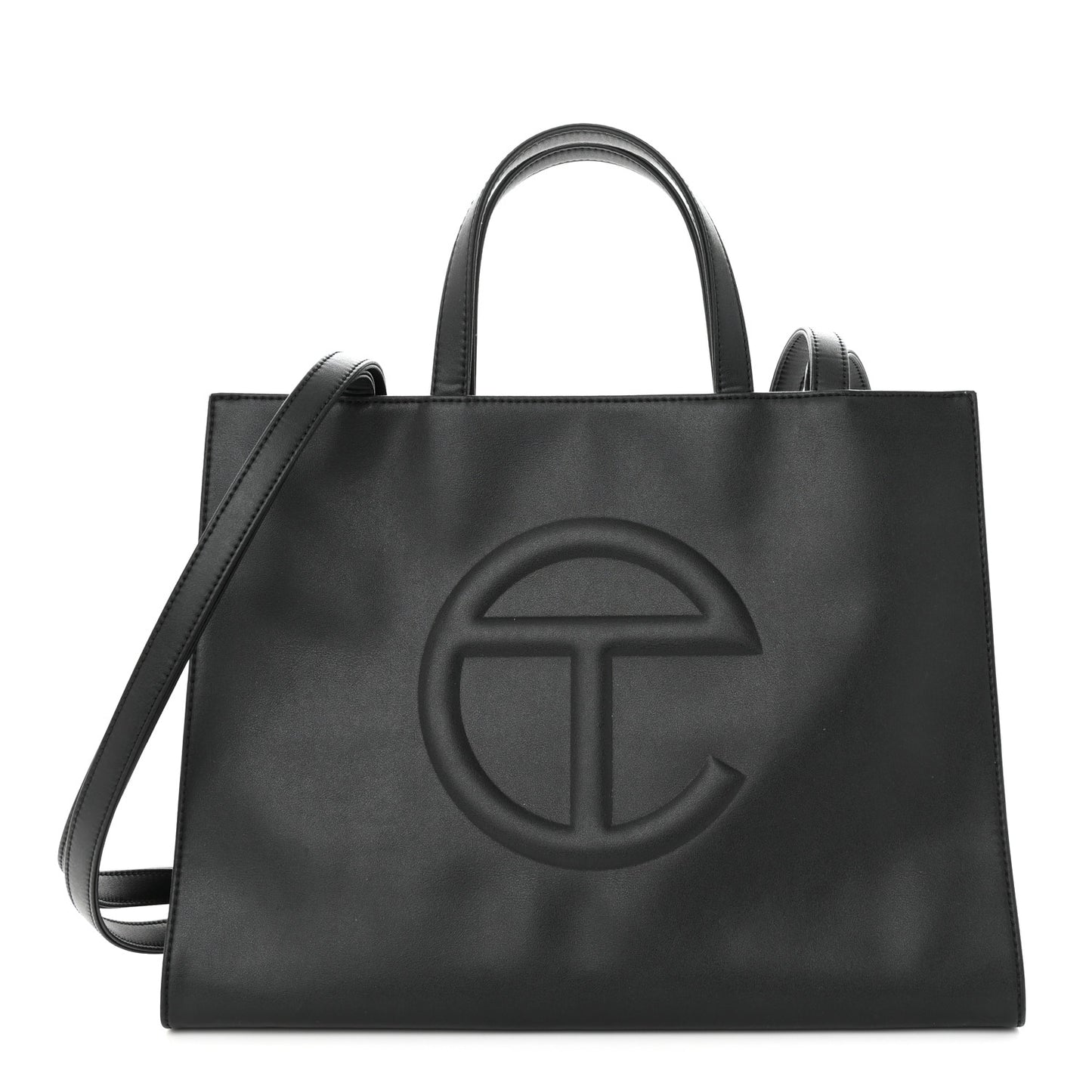 Vegan Leather Medium Shopping Bag Black