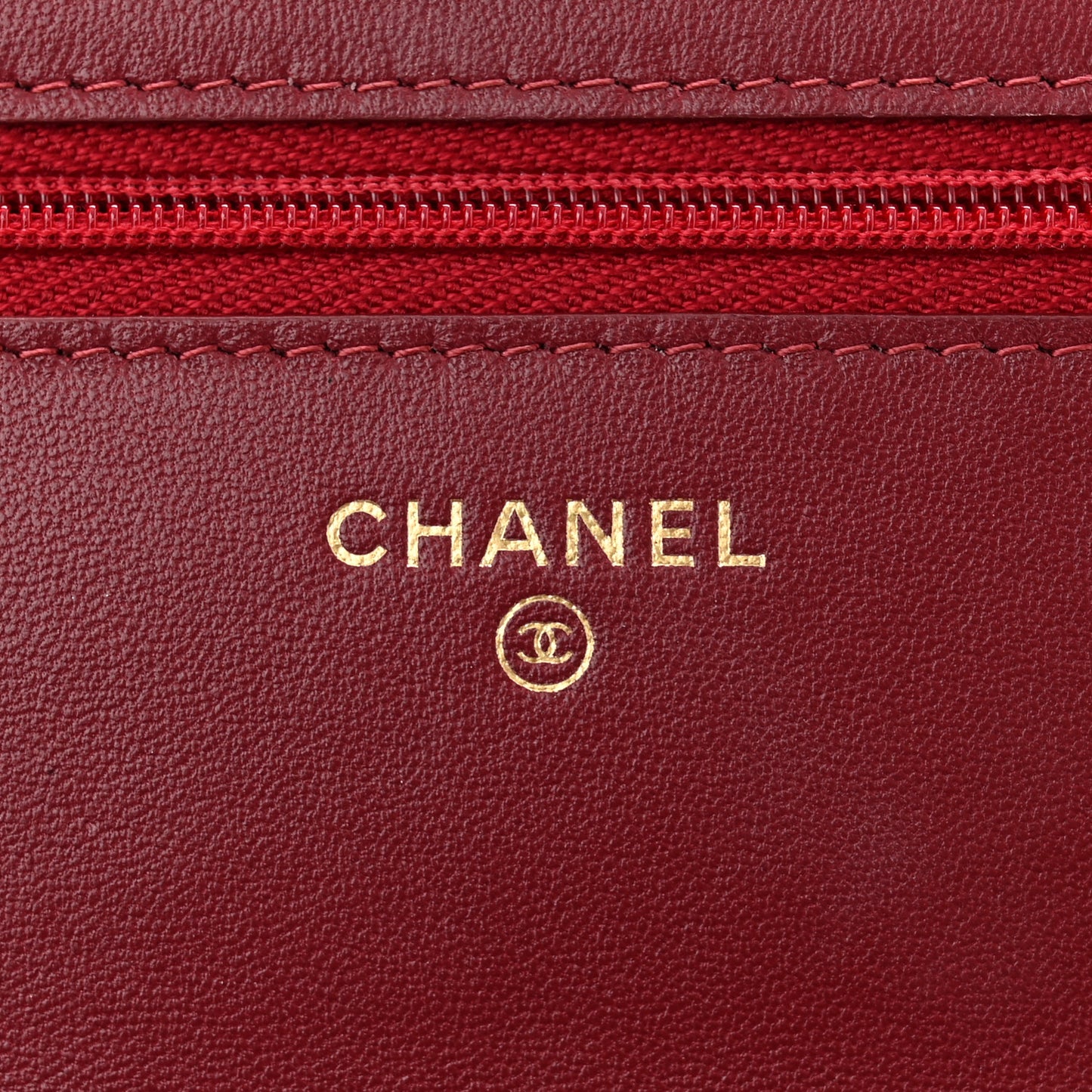 Lambskin Quilted Wallet On Chain WOC Burgundy
