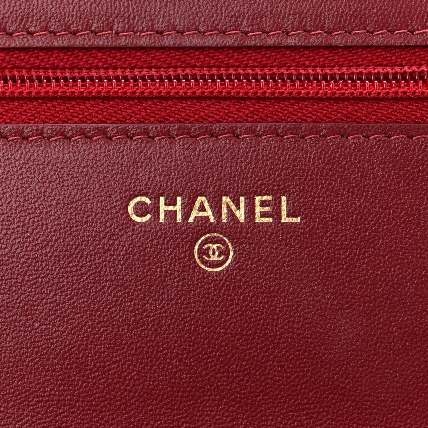 Chanel Lambskin Quilted Wallet On Chain WOC Burgundy 6 of 12