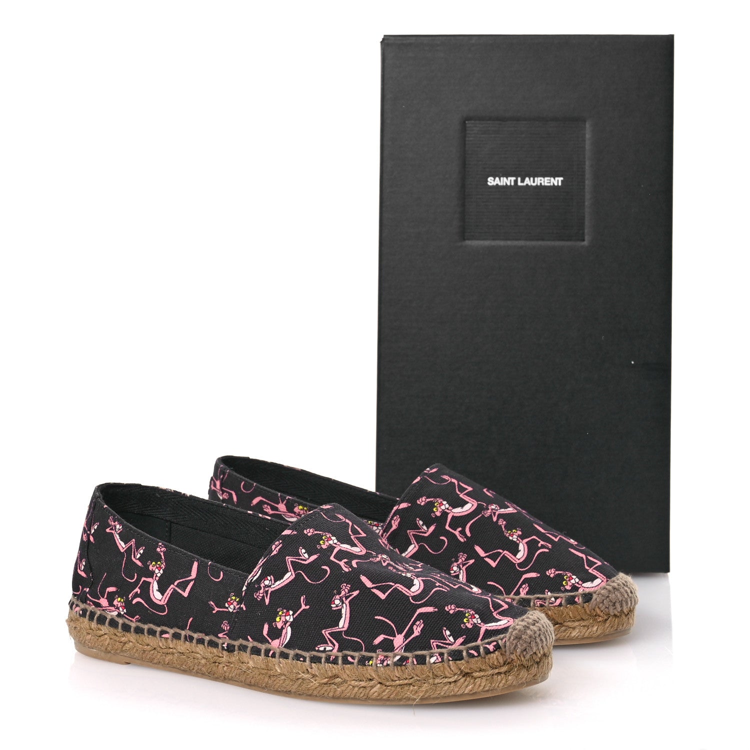 Saint Laurent Canvas Pink Panther Espadrilles 37 Black Multicolor 10 of 11