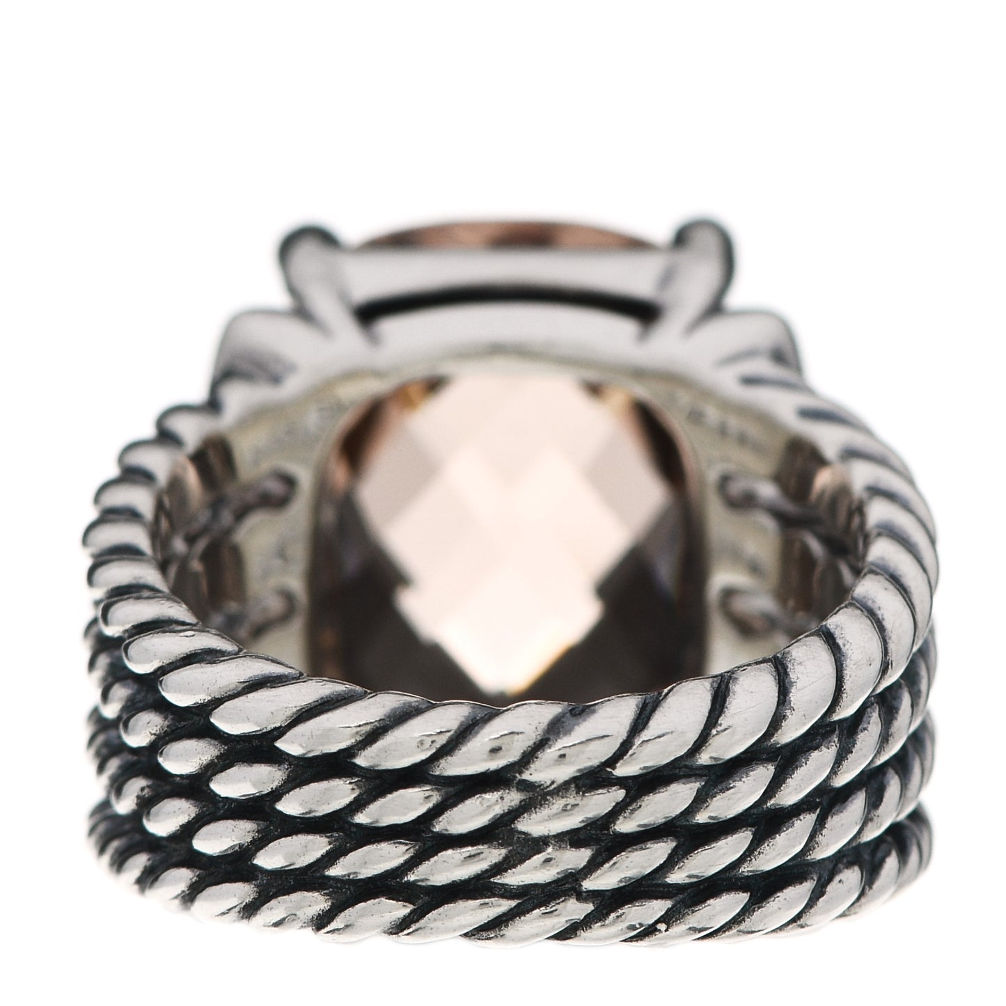 Sterling Silver Diamond Morganite 16mm Wheaton Ring 53 6.5