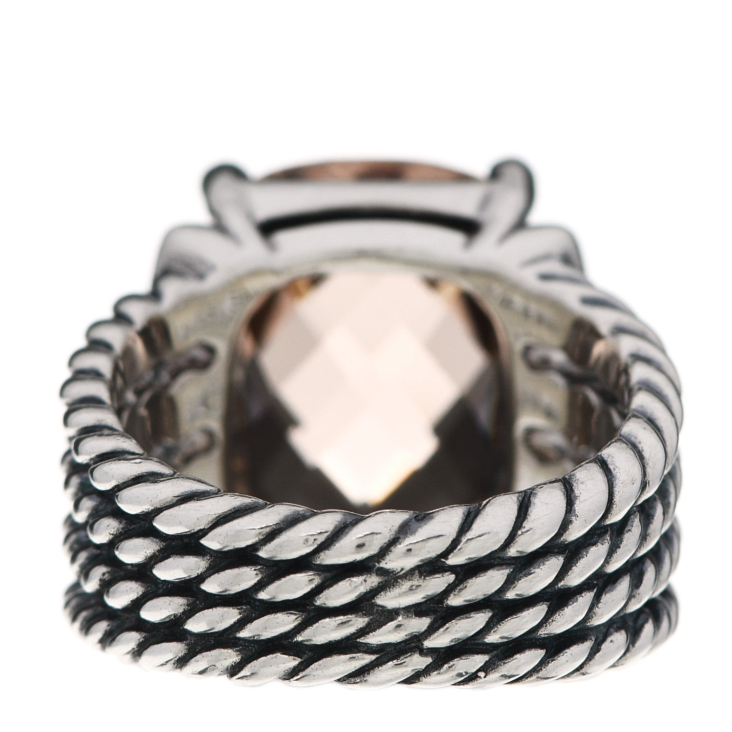 David Yurman Sterling Silver Diamond Morganite 16mm Wheaton Ring 53 6.5 4 of 5