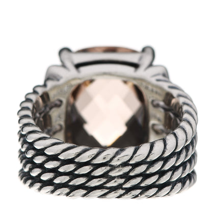 David Yurman Sterling Silver Diamond Morganite 16mm Wheaton Ring 53 6.5 4 of 5