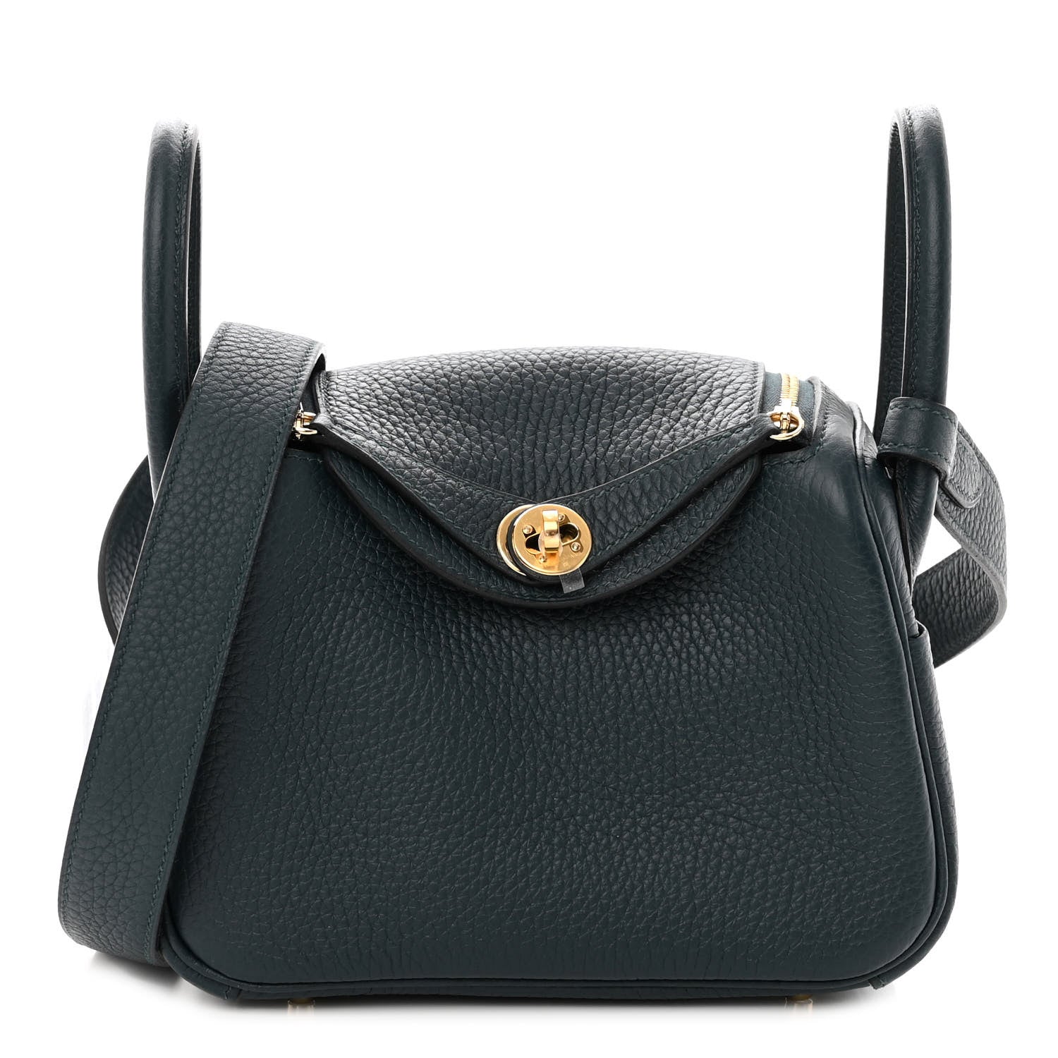 Hermes Taurillon Clemence Mini Lindy 20 Vert Cypress 1 of 10