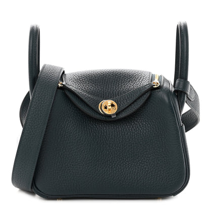 Hermes Taurillon Clemence Mini Lindy 20 Vert Cypress 1 of 10
