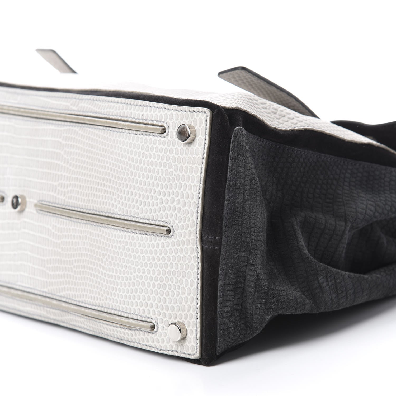 Saint Laurent Calfskin Lizard Embossed Large Muse Two Grey 7 of 10