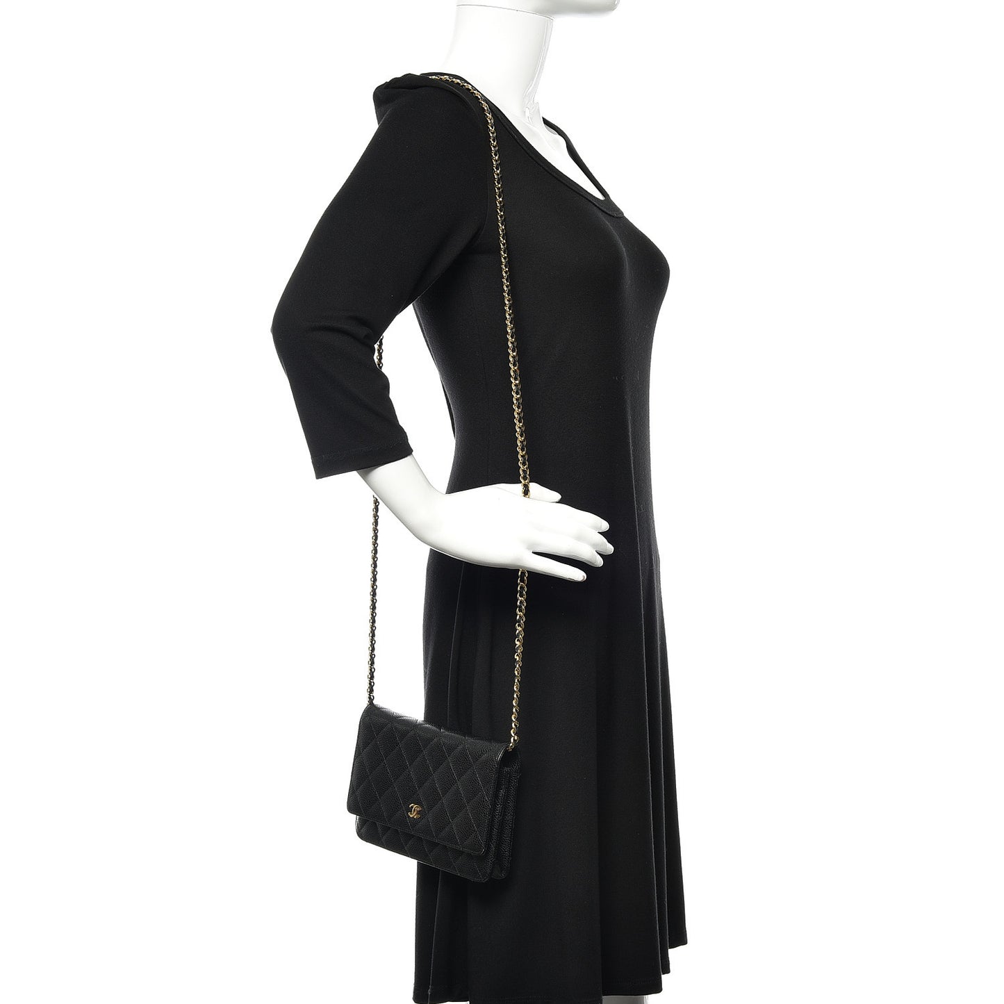 Caviar Quilted Wallet On Chain WOC Black