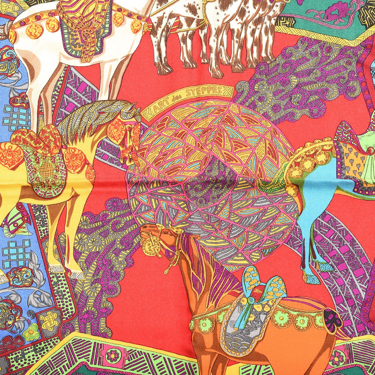 Hermes Cashmere Silk Art Des Steppes 140 Shawl 3 of 6