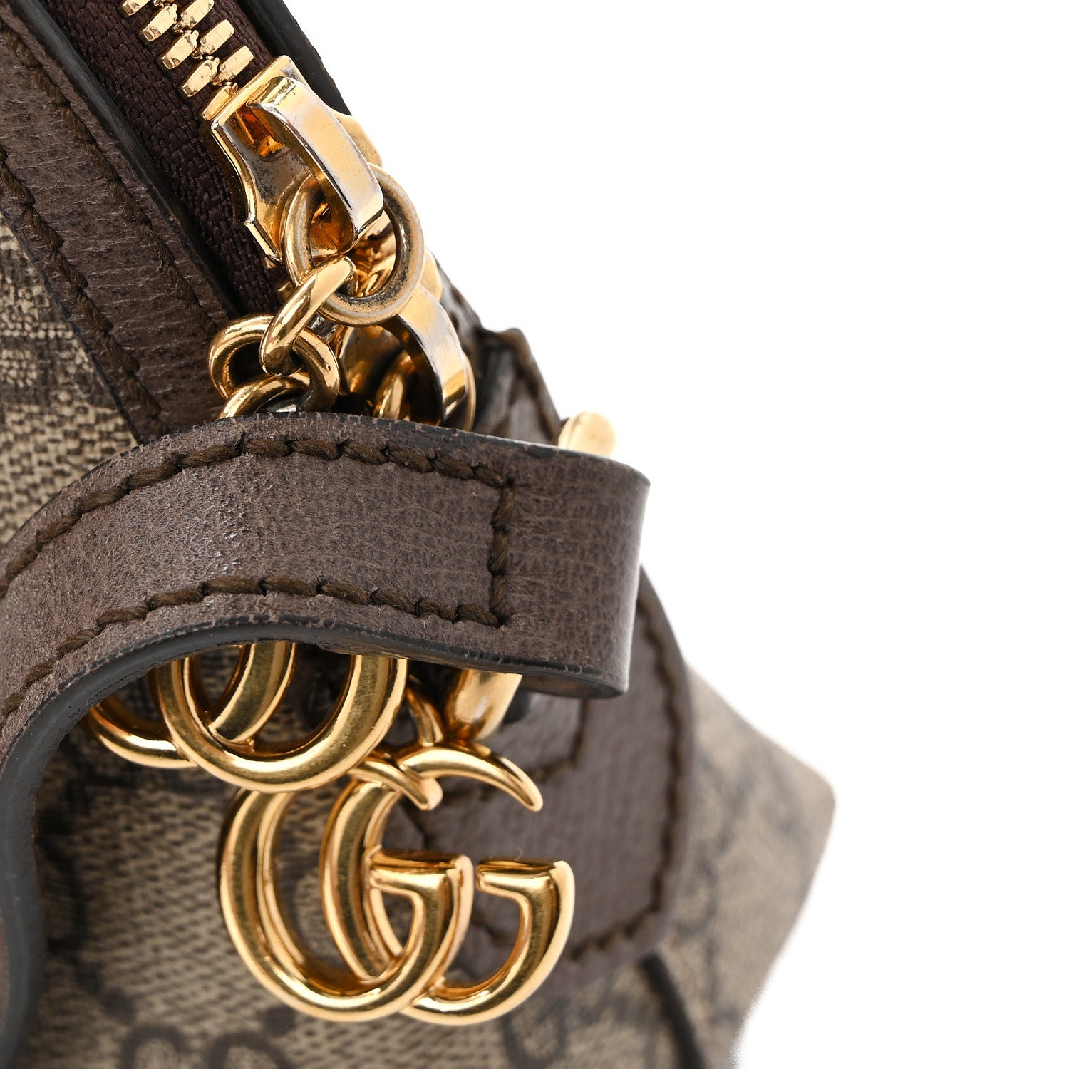 Gucci GG Supreme Monogram Textured Dollar Calfskin Web Small Ophidia Dome Shoulder Bag Beige Ebony New Acero 12 of 13