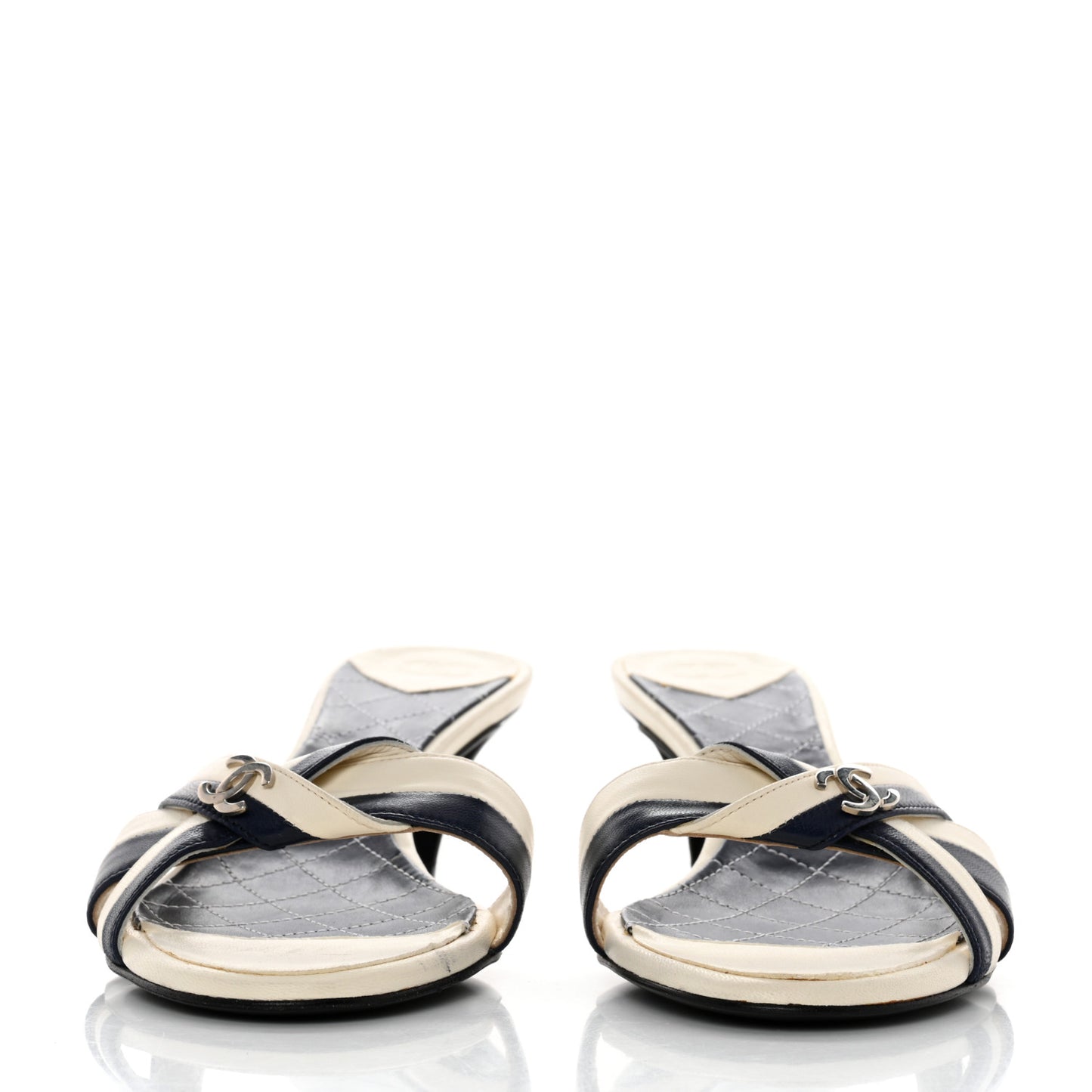 Lambskin CC Mules 37.5 Dark Navy Blue