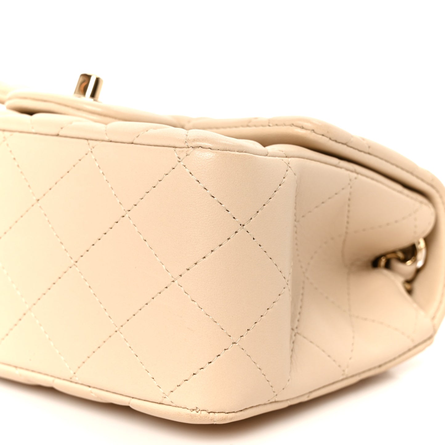 Lambskin Quilted Mini Square Flap Beige