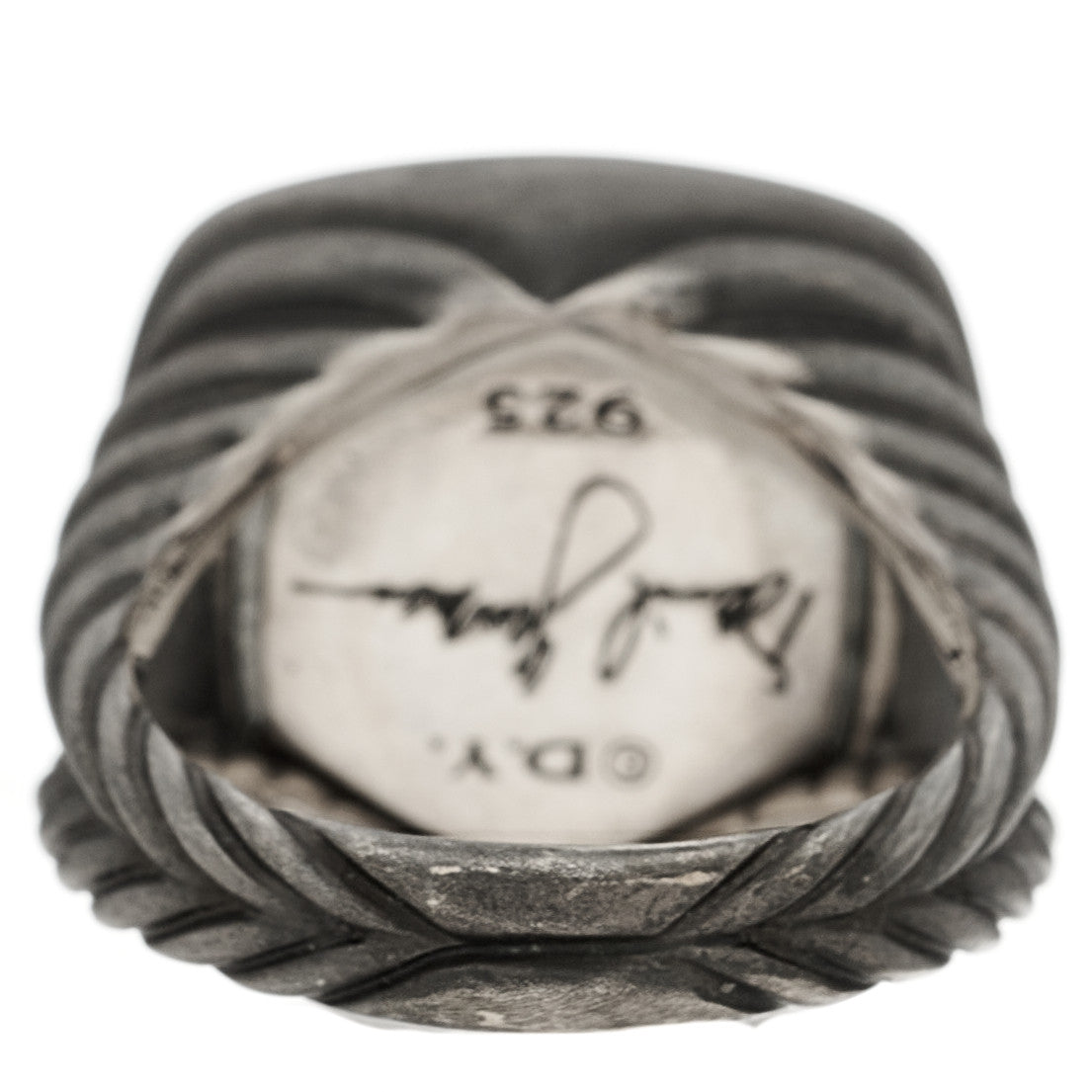 David Yurman Darkened Sterling Silver Gray Diamond Labradorite 17mm Albion Ring 59 8.75 5 of 5
