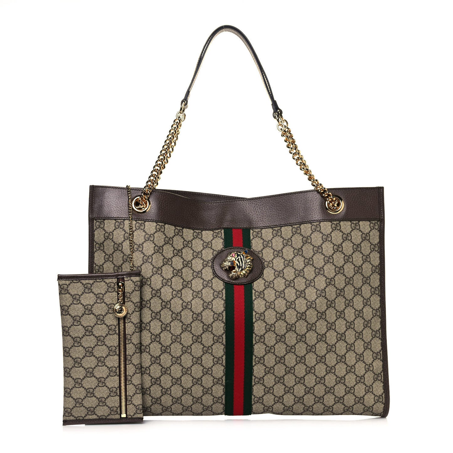 GG Supreme Monogram Large Rajah Chain Tote Beige New Acero