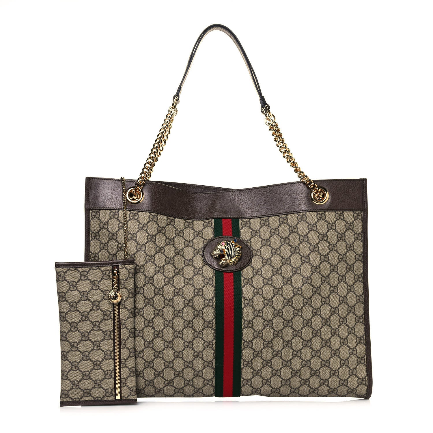 Gucci GG Supreme Monogram Large Rajah Chain Tote Beige New Acero 1 of 12