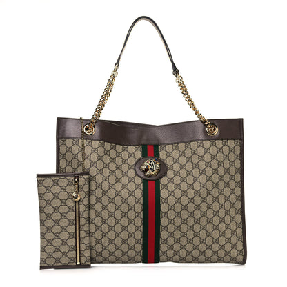 Gucci GG Supreme Monogram Large Rajah Chain Tote Beige New Acero 1 of 12