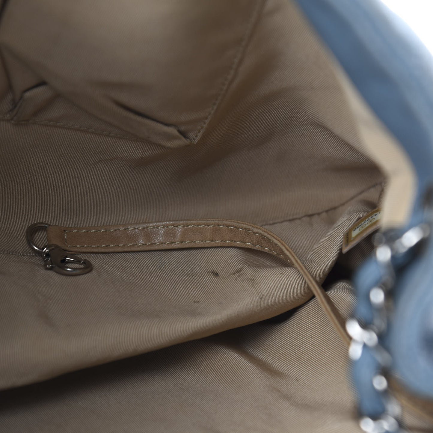 Caviar Quilted Expandable Zip Shoulder Bag Blue