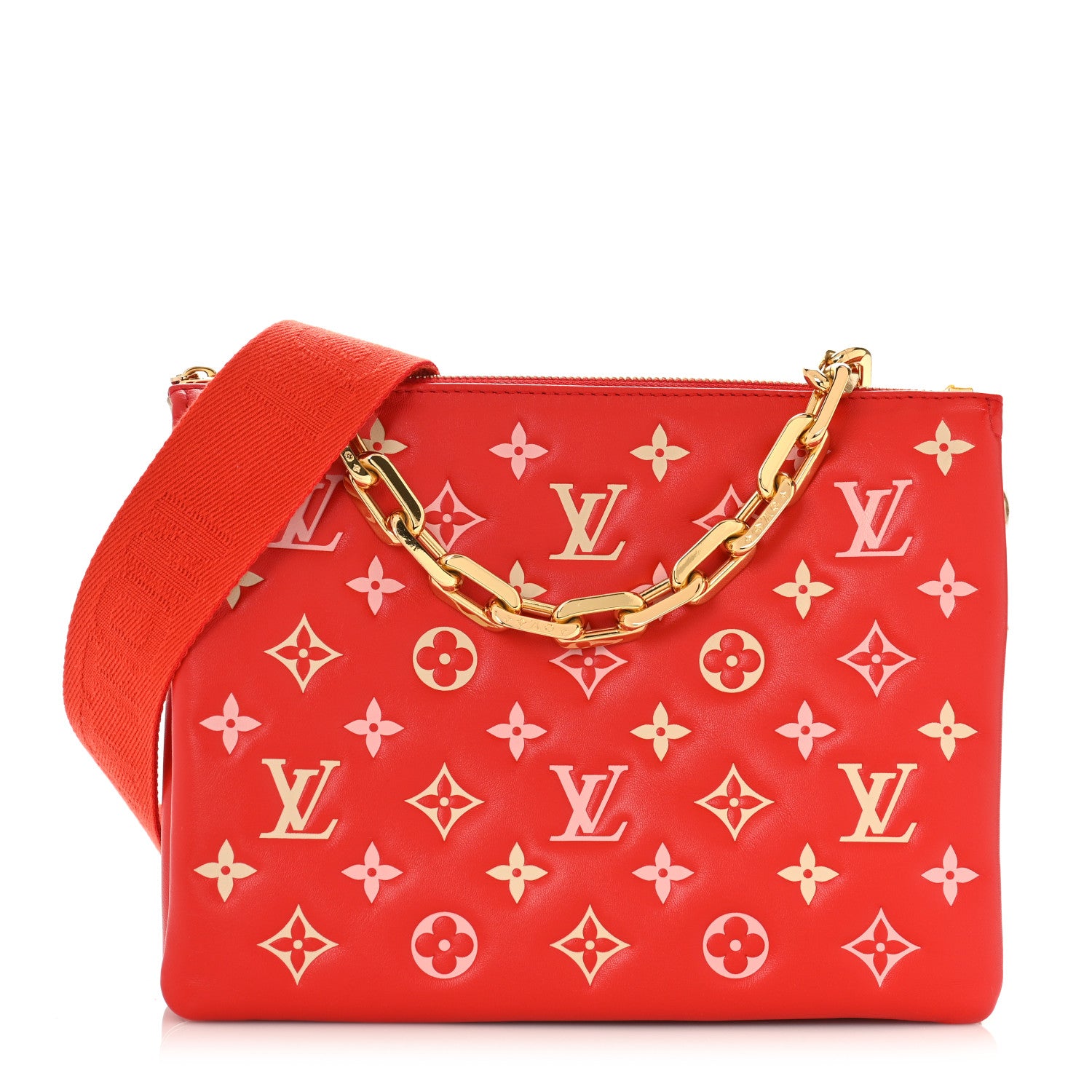 Louis Vuitton Lambskin Embossed Monogram Coussin PM Coquelicot Red 1 of 11
