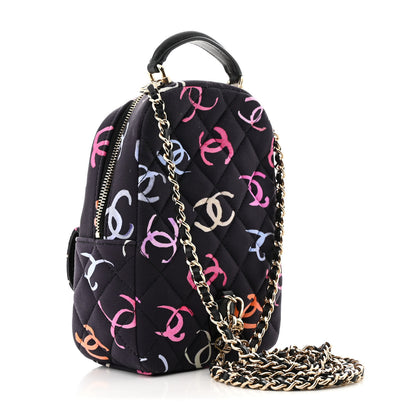 Chanel Printed Fabric Quilted CC Mini Classic Backpack Black Multicolor 3 of 11