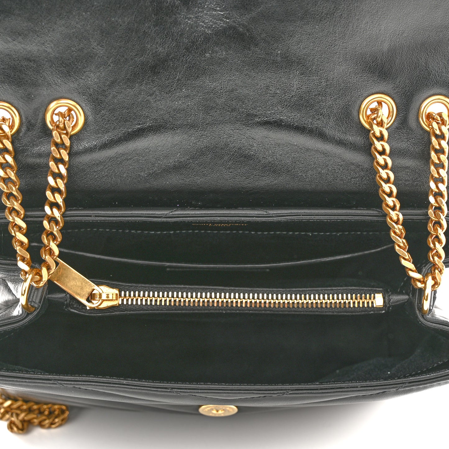 Calfskin Y Quilted Monogram Small Loulou Chain Satchel Black