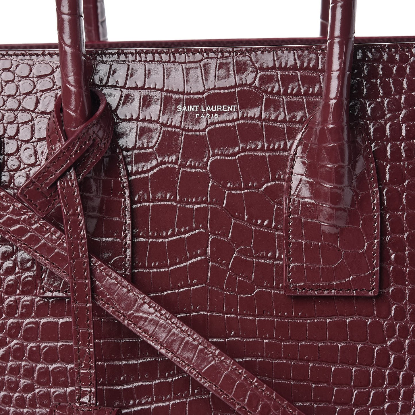 Calfskin Crocodile Embossed Small Sac de Jour Rouge Legion