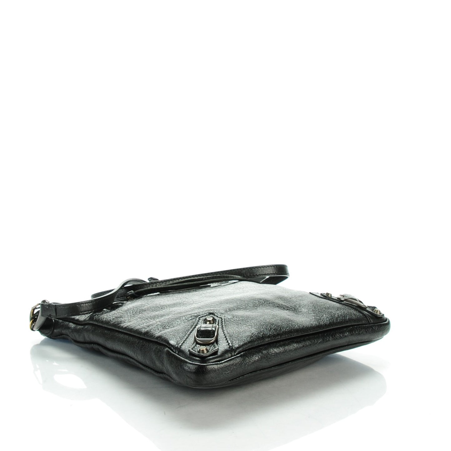 Agneau Classic Hardware Flat Crossbody Black