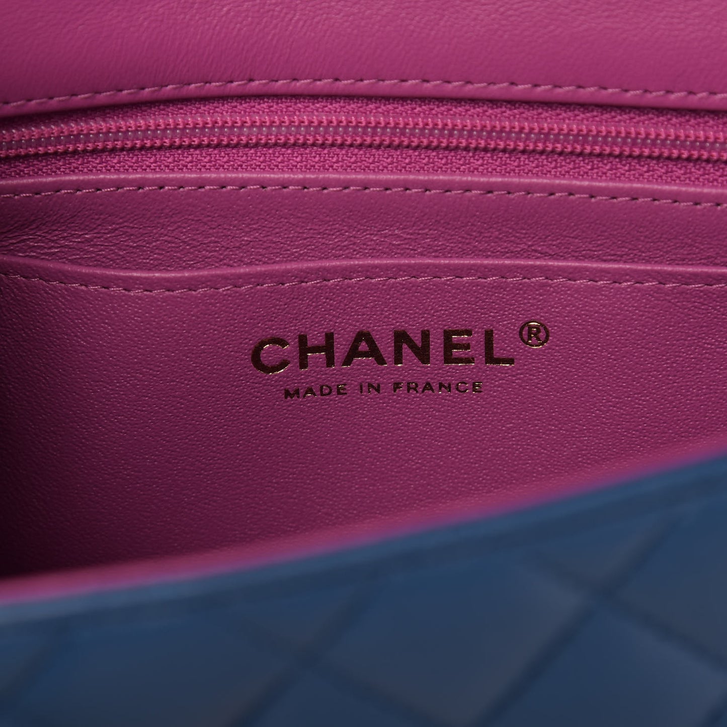 Lambskin Quilted Mini Rectangular Flap Blue Purple