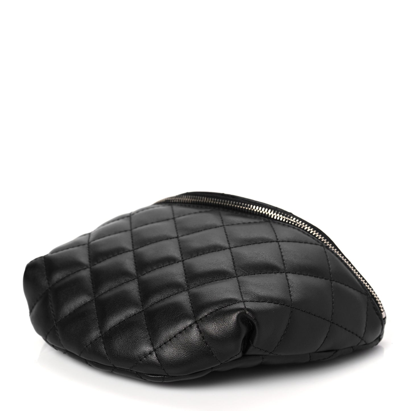 Lambskin Quilted Waist Belt Bag Black