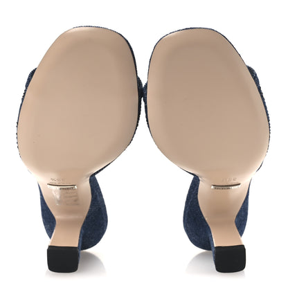 Gucci Denim Crystal GG Monogram Mules 36.5 Blue 7 of 11