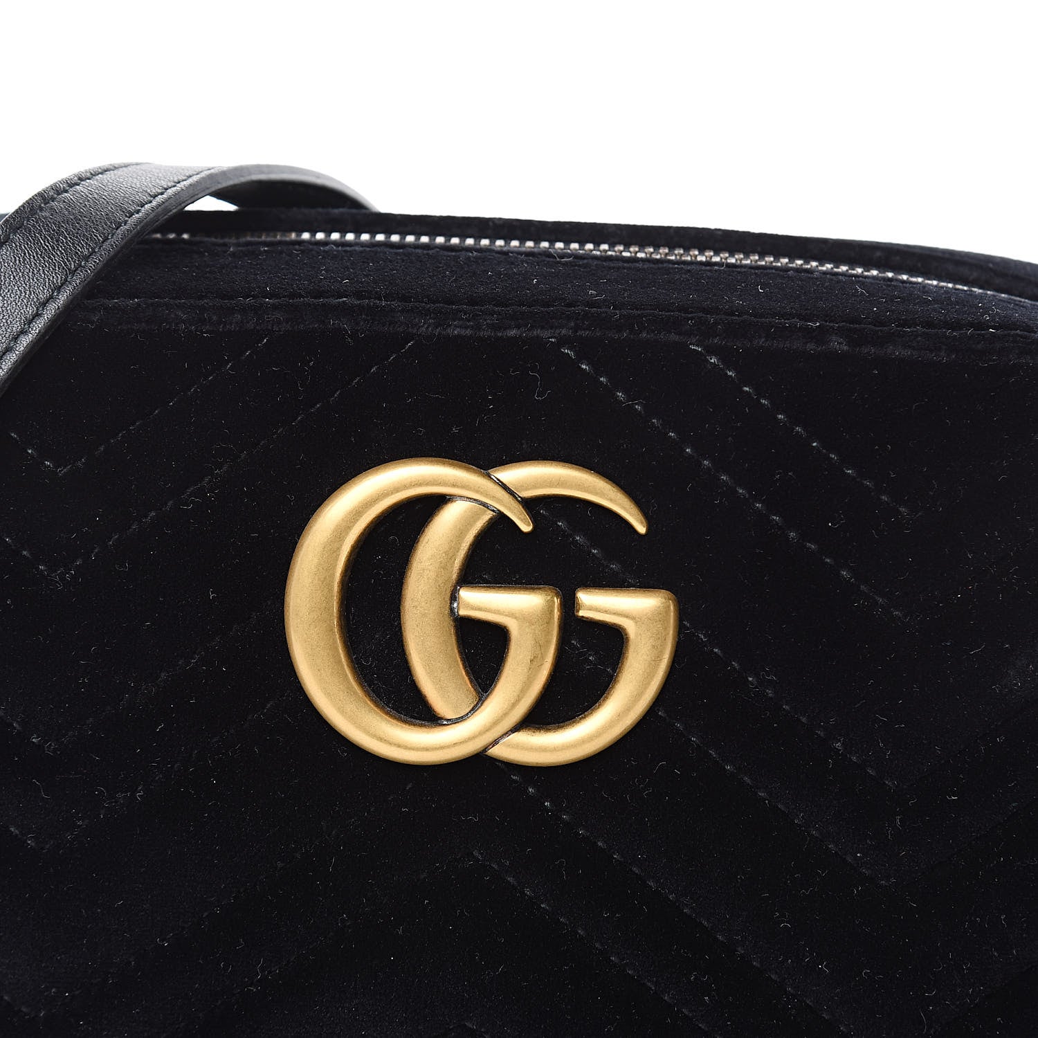Gucci Velvet Matelasse Small GG Marmont Chain Shoulder Bag Black 8 of 10