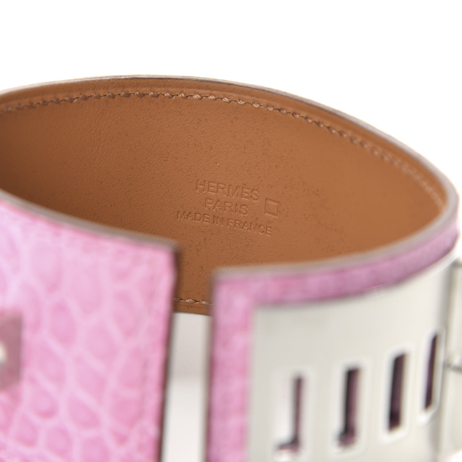 Hermes Shiny Alligator Collier De Chien CDC Bracelet T2 5P Pink 4 of 7