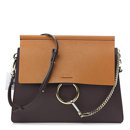 Chloe Goatskin Smooth Calfskin Medium Faye Shoulder Bag Brown Purple 1 of 10