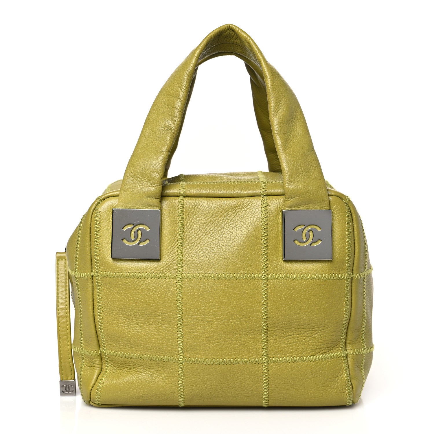 Chanel Caviar Square Stitched Bowler Green 1 of 10