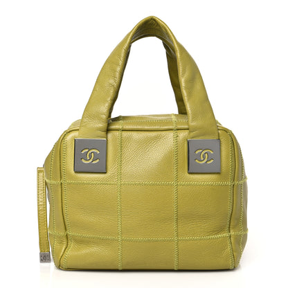 Chanel Caviar Square Stitched Bowler Green 1 of 10