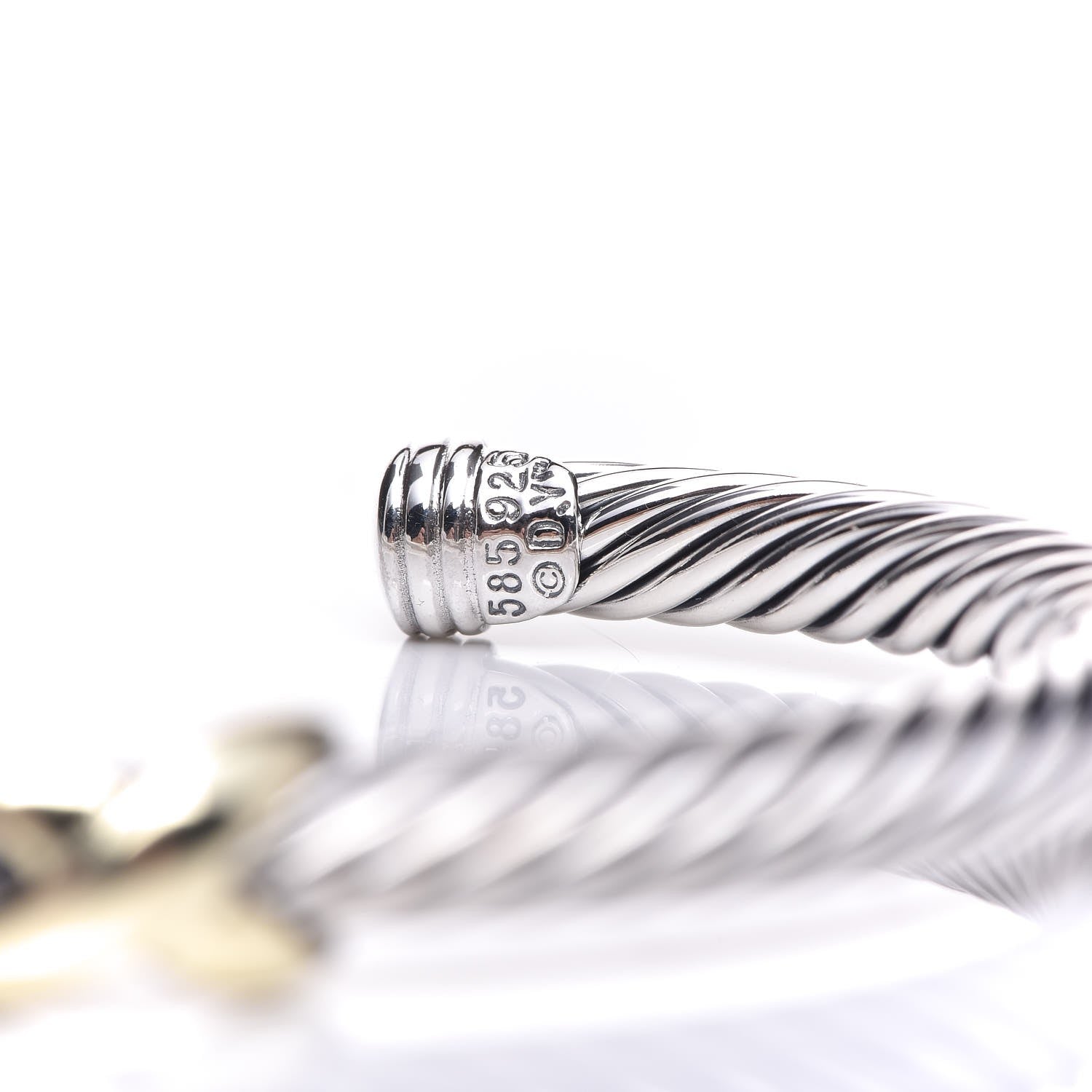 David Yurman Sterling Silver 14K Yellow Gold 5mm X Station Cable Bracelet 5 of 5