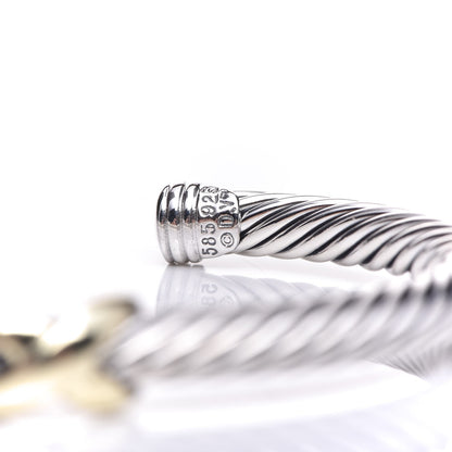 David Yurman Sterling Silver 14K Yellow Gold 5mm X Station Cable Bracelet 5 of 5
