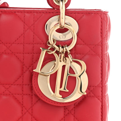 Christian Dior Lambskin Cannage Small My Lady Dior Red 10 of 12