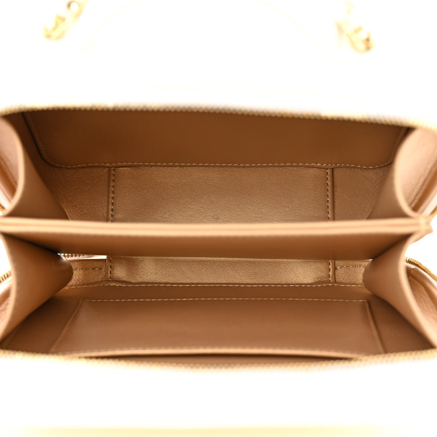 Lambskin Quilted Golden Plate Vanity Case White Gold
