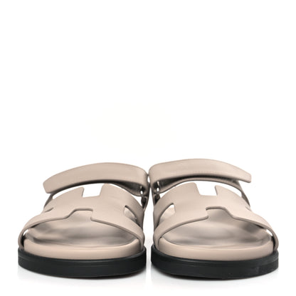 Hermes Calfskin Womens Chypre Sandals 37 Beige Mastic 2 of 9