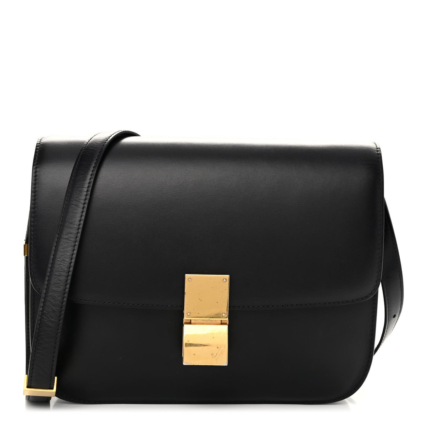 Box Calfskin Medium Classic Box Flap Bag Black