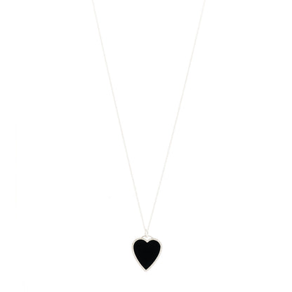 Jennifer Meyer 18K White Gold Diamond Black Onyx Heart Pendant Necklace 1 of 8