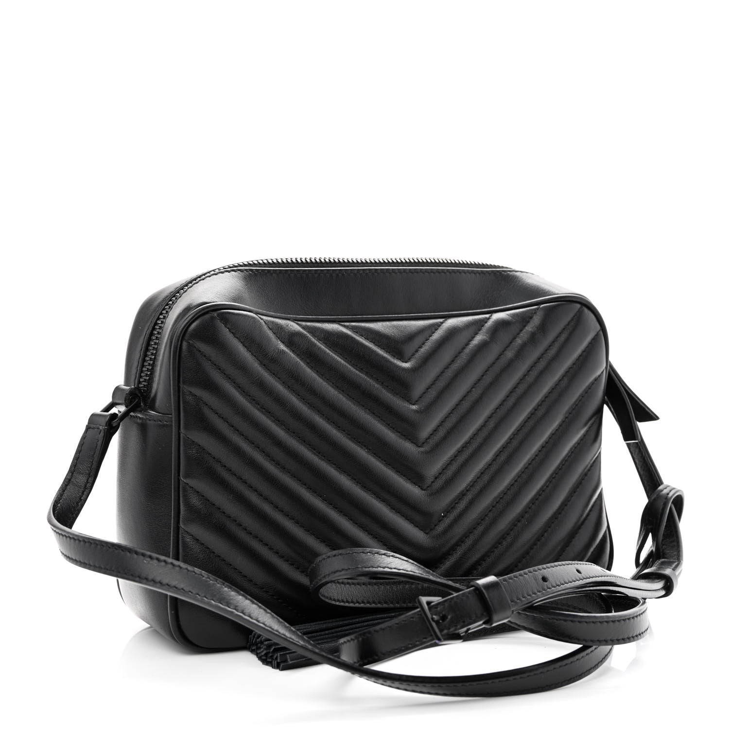 Saint Laurent Calfskin Matelasse Monogram Monochrome Lou Camera Bag Black 3 of 13