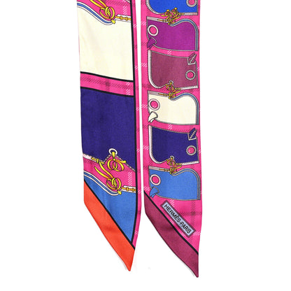 Hermes Silk Camails Twilly Scarf Rouge Violet Marine 2 of 6