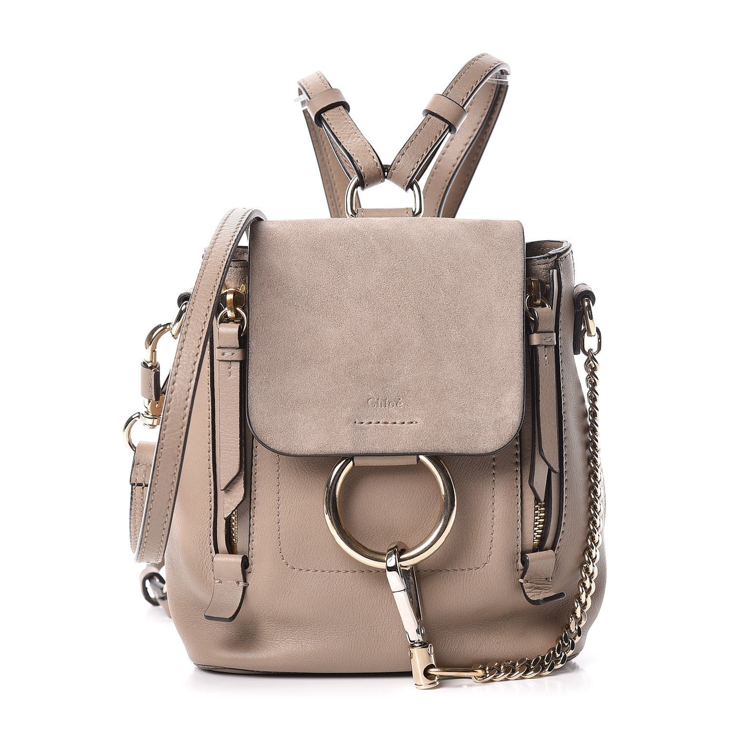 Suede Calfskin Mini Faye Backpack Motty Grey