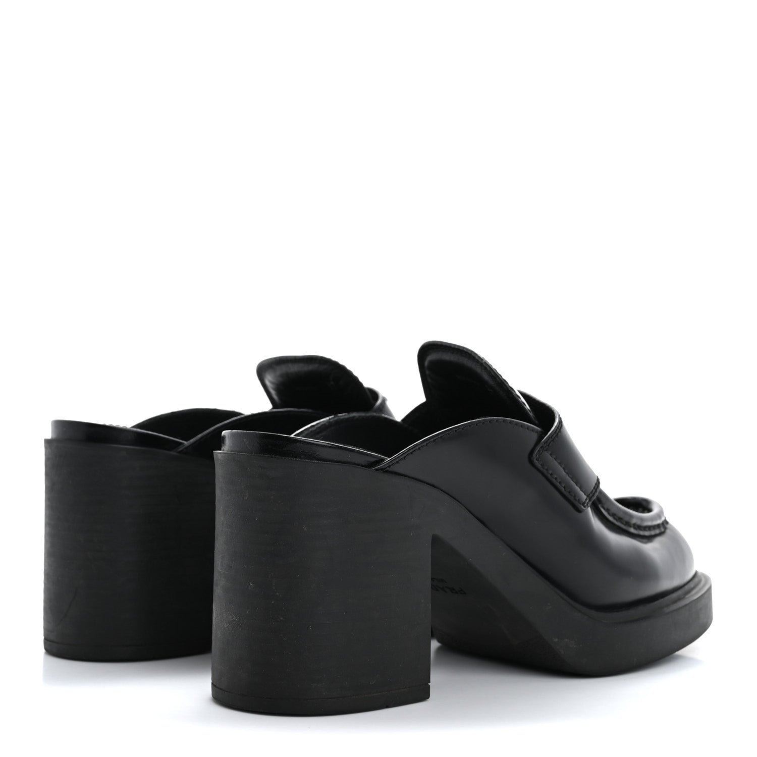 Prada Spazzolato Metal Triangle Logo Platform Loafer Mules 37 Black 5 of 17