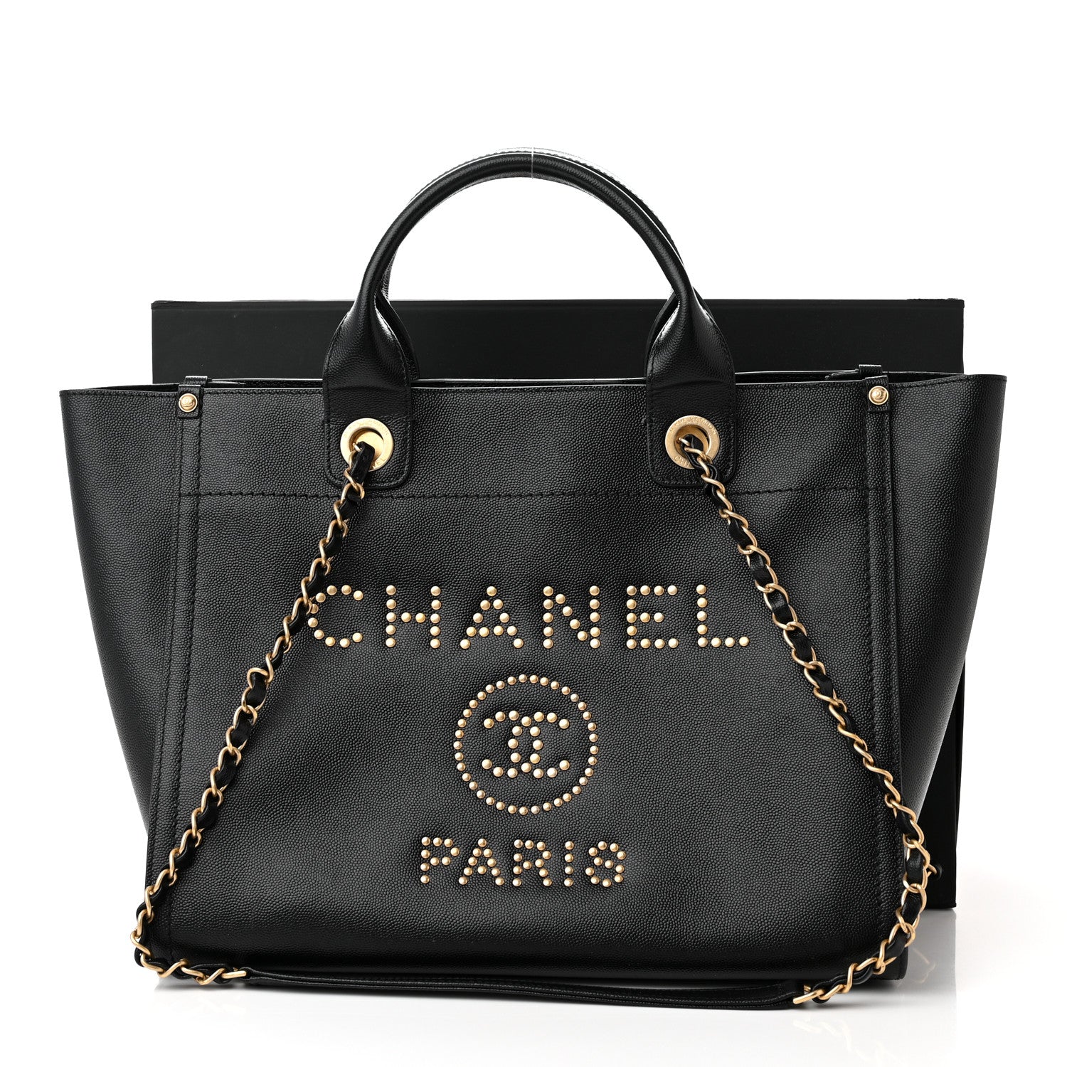 Chanel Caviar Small Studded Deauville Tote Black 12 of 12