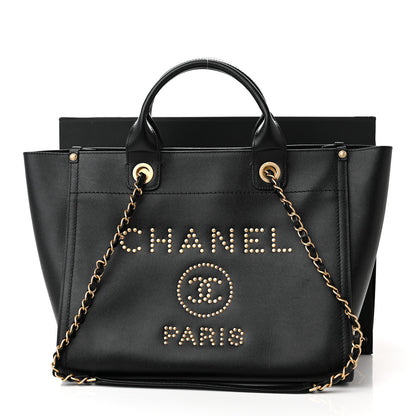 Chanel Caviar Small Studded Deauville Tote Black 12 of 12